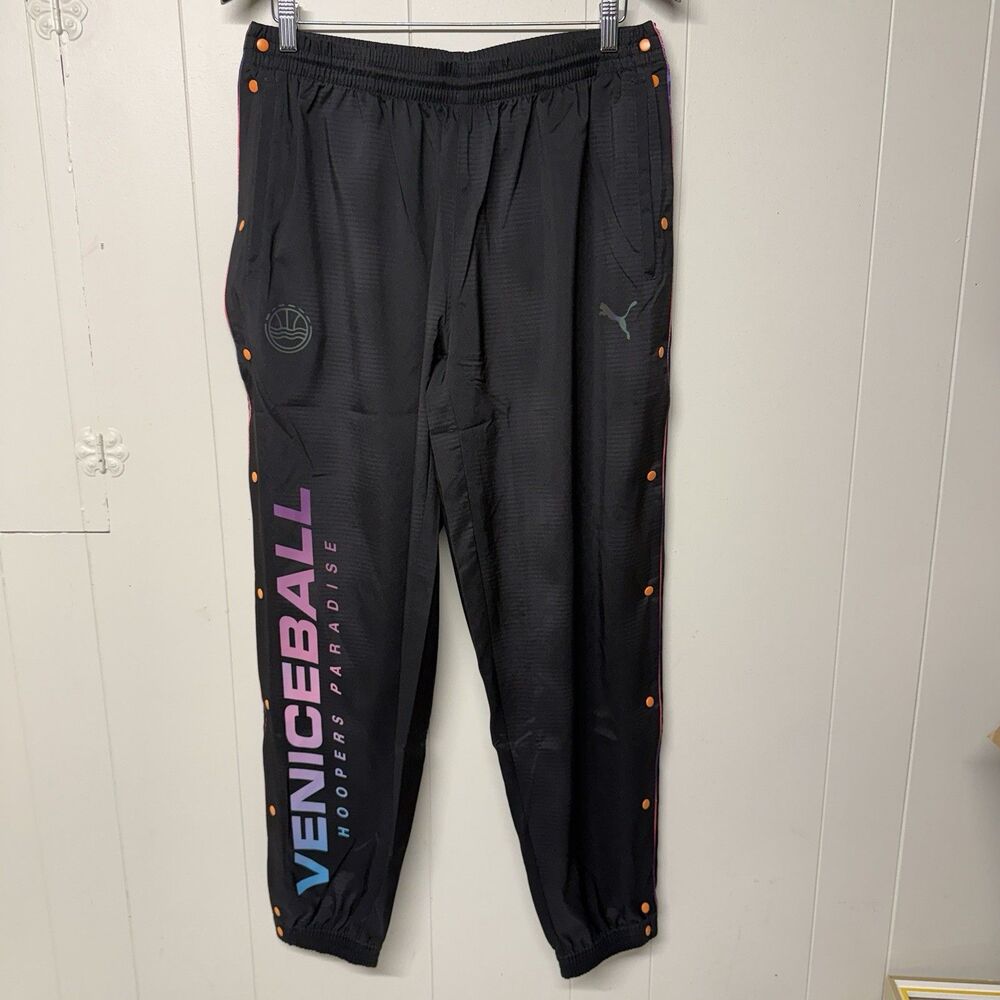 Puma x Veniceball Hoopers Paradise Track Pants Snap Tear Away Black Men L NWT